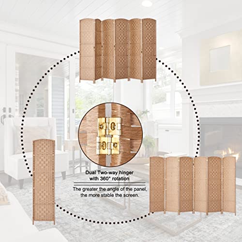 Rose Home Fashion Room Divider, Room Dividers and Folding Privacy Screens, 16" Privacy Screen 8 Panel Room Divider Wall Partition Room Dividers,6 ft.Tall Panle Screen Portable, Light Beige