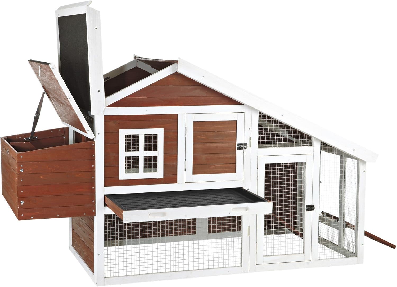 TRIXIE Natura 72-in Enclosed Outdoor Chicken Coop with a Run and Nesting Box