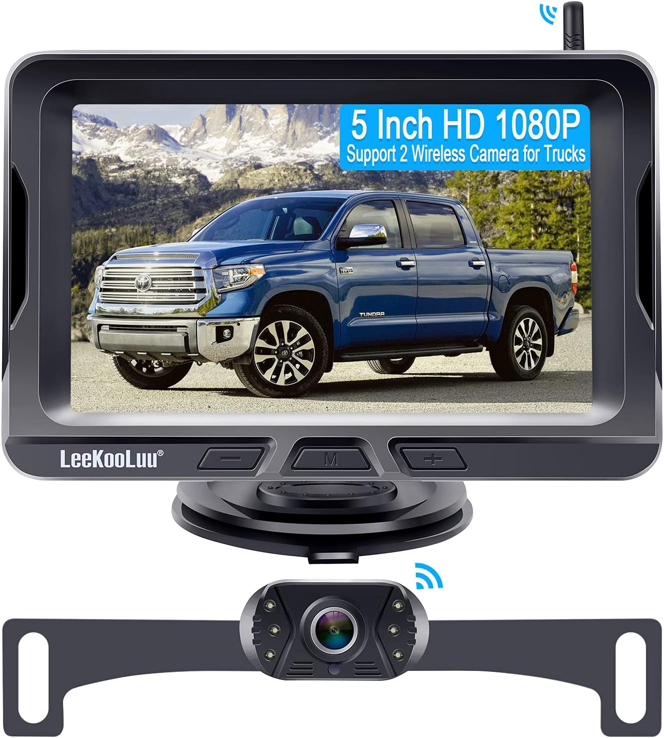 Wireless Backup Camera for Car,Truck,SUV,Sedan,HD 1080P Bluetooth Backup Camera with 5 Inch Split Screen System Support Add Second Wireless Camera for DIY Installation LeeKooLuu LK2