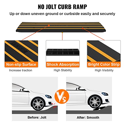 VEVOR Curb Ramp for Driveway, 2 Pack Heavy Duty 32000 lbs Weight Capacity Car Ramp, 2.6 inch High Curbside Bridge Ramps for Loading Dock Garage Sidewalk,Expandable Full Ramp Set