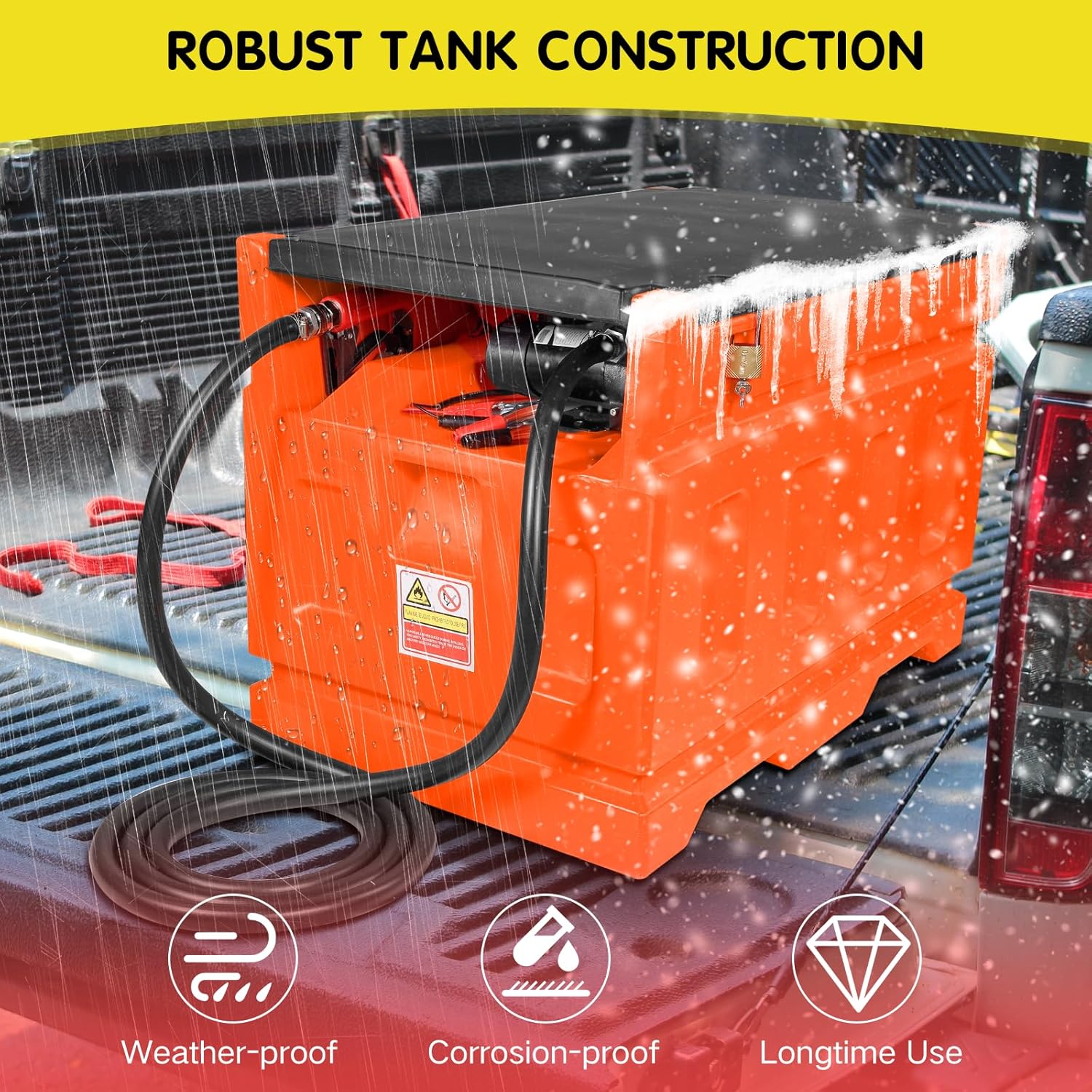 Portable Diesel Tank with Pump, 48 Gallon 10GPM Flow Rate Diesel Fuel Transfer Tank with 12V Electric Transfer Pump, Auto Fueling Nozzle, 13FT Hose, for Easy Fuel Transportation