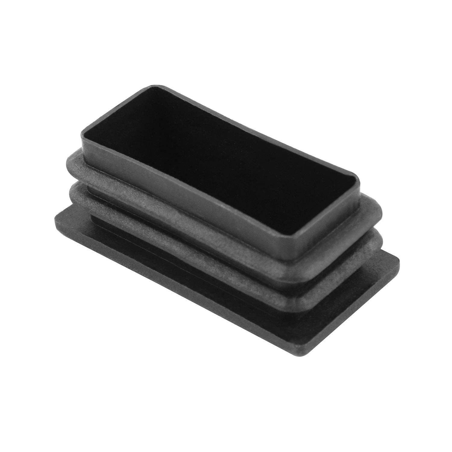 QWORK 10 PCS 1 X 2 Rectangle Black Plastic Plug End Cap for Pipe Tubing, Chair Leg