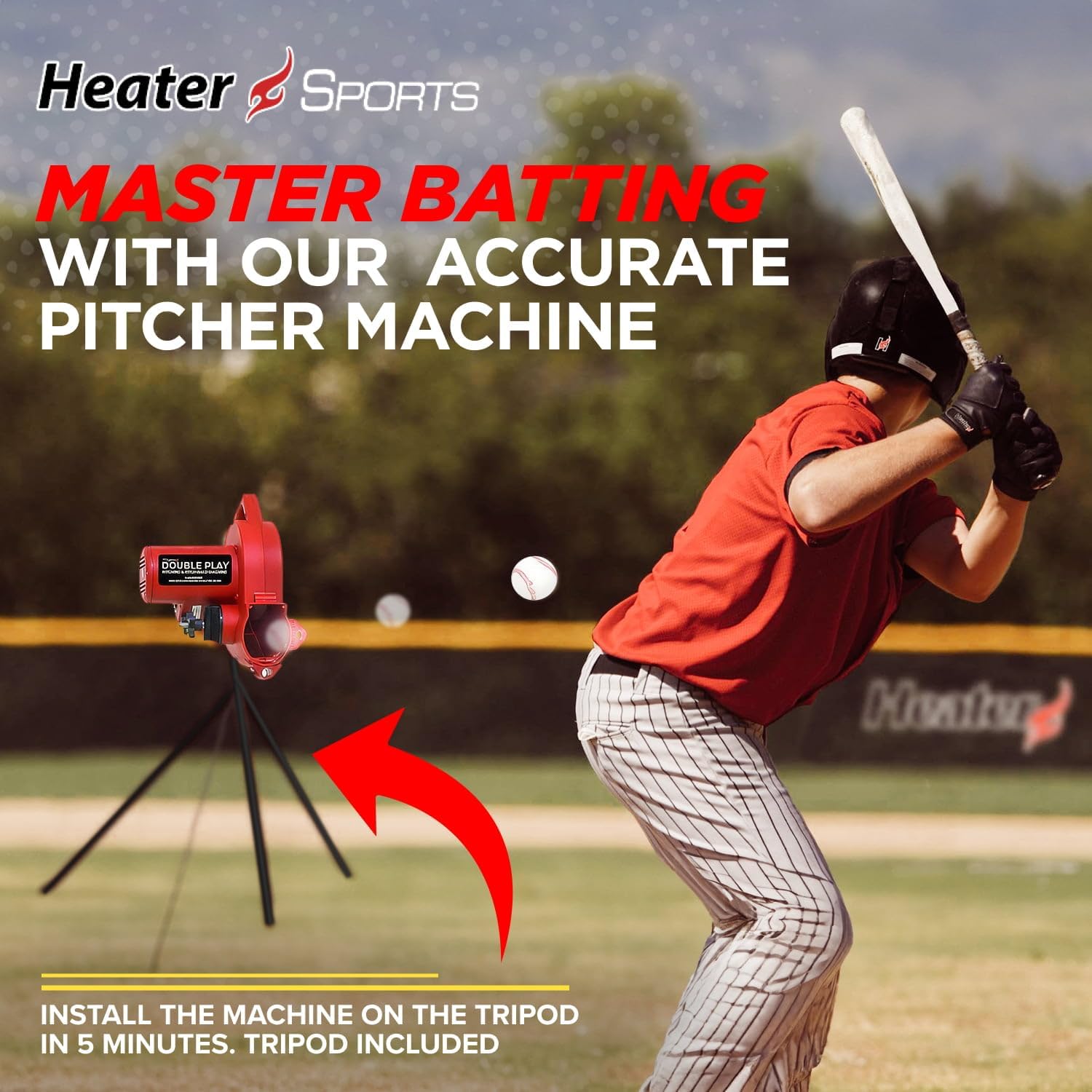 Heater Sports Double Play Pitch Back & Pitching Machine DP249, Red