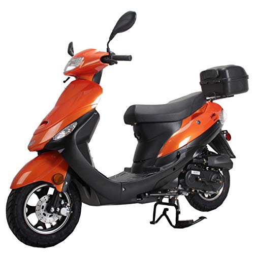 X-PRO 50cc Adult Moped Gas Moped Motorcycle 50cc with 10" Aluminum Wheels, Electric/Kick Start! (Orange, Factory Package)