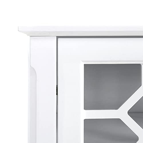 HOMCOM Sideboard Buffet Cabinet, Kitchen Storage Cabinet, Glass Door Accent Cabinet with Adjustable Shelves, White