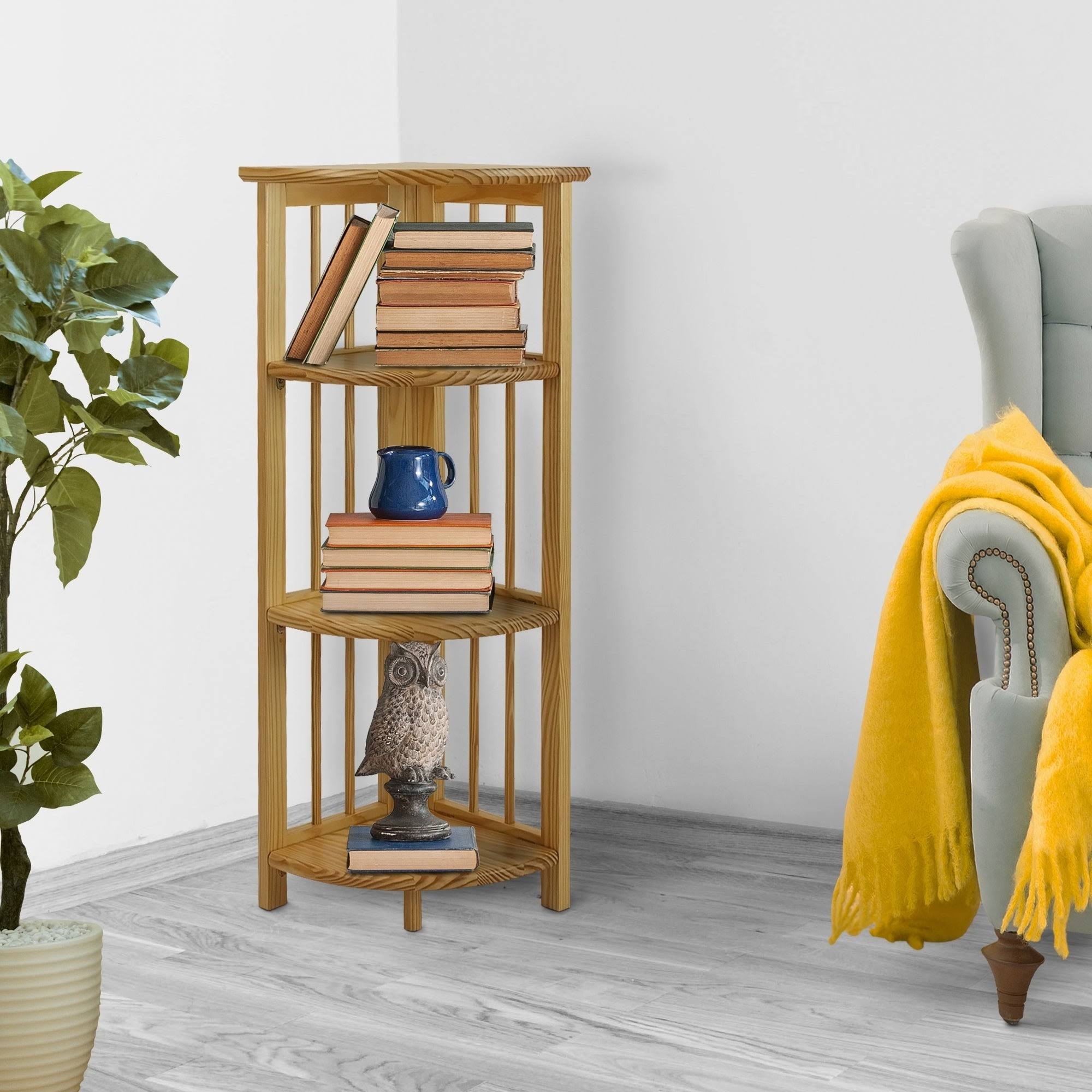 Casual Home 4-Shelf Corner Folding Bookcase - Truffle Brown