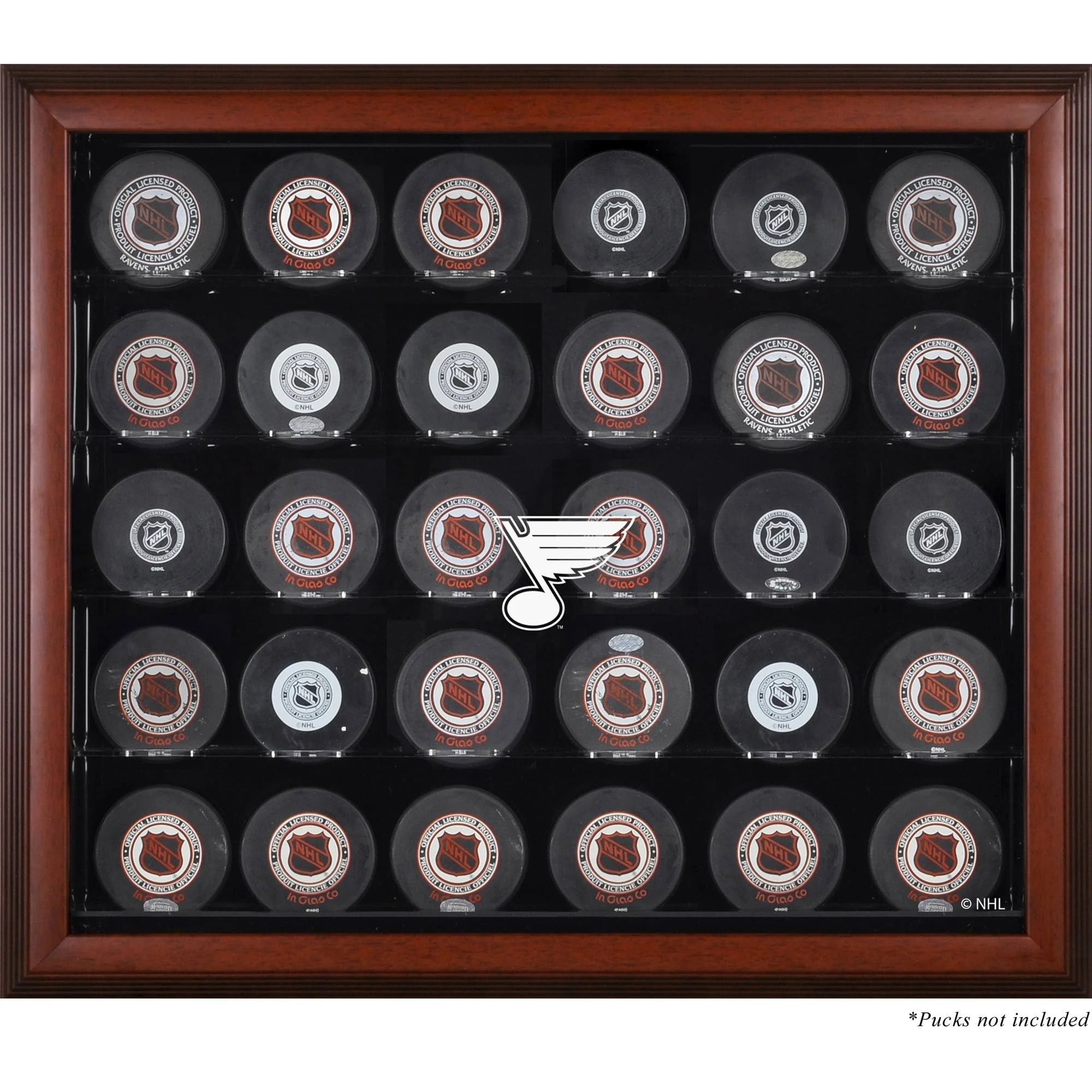 St. Louis Blues 30-Puck Mahogany Display Case