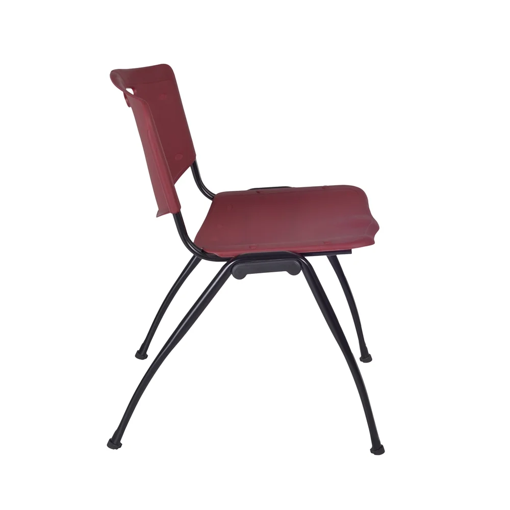 Belen Kox Kee 48" Square Breakroom Table- Mahogany/ Chrome & 4 'M' Stack Chairs- Burgundy