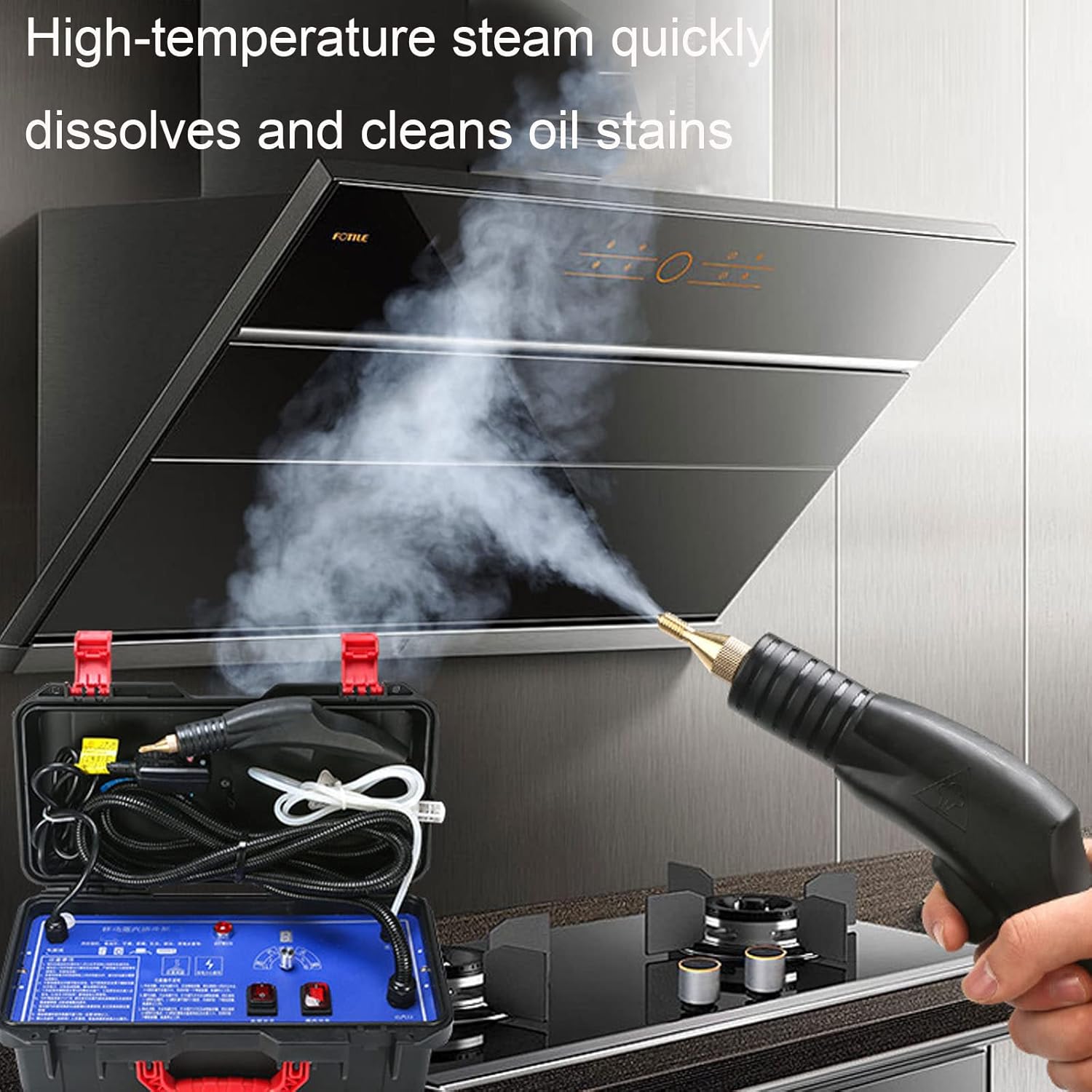 High Pressure Steam Cleaner 3000W,120℃ High Temperature Commercial Steam Cleaner,Household Cleaning Machine- Hot&Cold Water,for Most Floors, Counters, Appliances, Windows, Autos, and More, Black