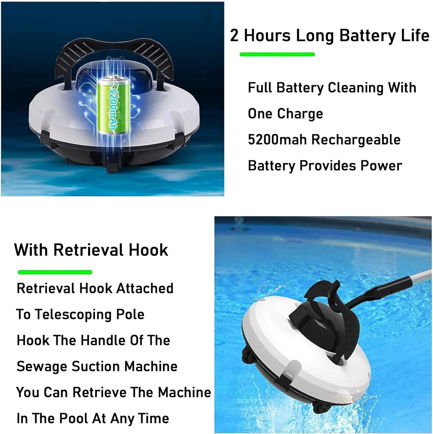 Pool Cleaner,Automatic Pool Cleaning Robot with Ultrafine Filter - Suitable for Pools Up to 860 Sq Ft - Smart Pool Cleaner - Pool Surface Vacuum Cleaner