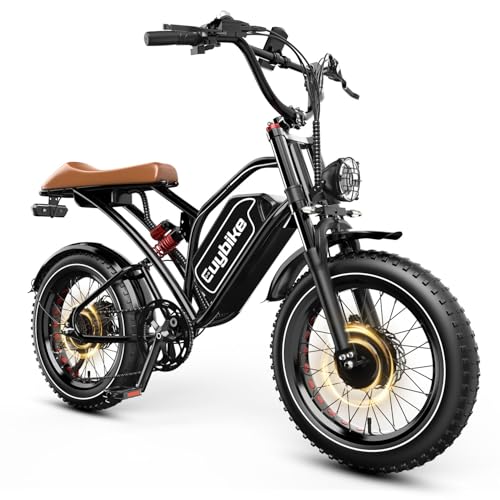 Electric Bike for Adults, 2000W/3000W Peak Single/Double Motor with 48V/52V 25AH/30AH Battery, 20"x4.0" Fat Tires 35MPH/37MPH Ebike, Dual Hydraulic Disc Brake Full Suspension Electric Bicycle