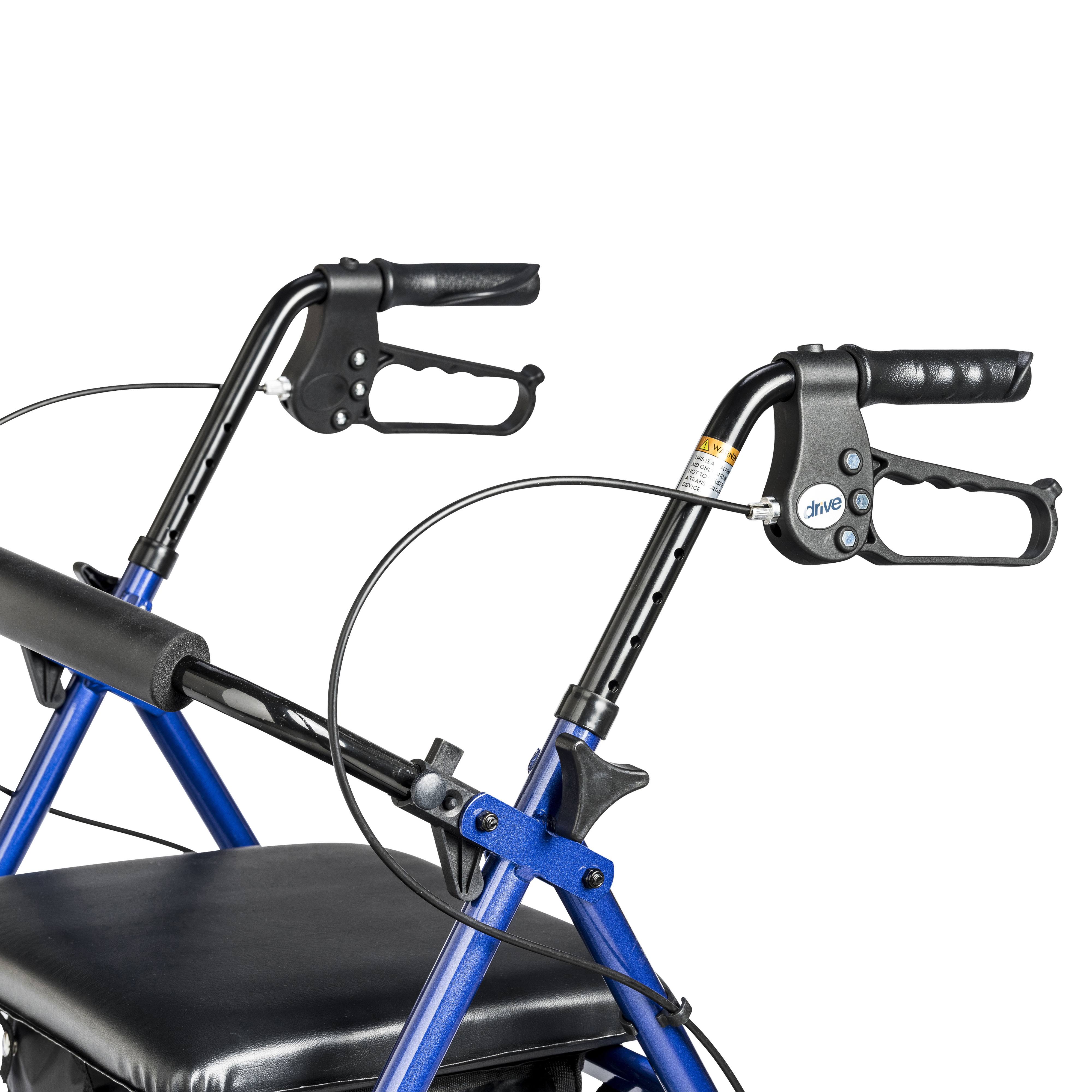 Drive Medical Walker Rollator with 6x22 Wheels Fold Up Removable Back Support and Padded Seat Blue