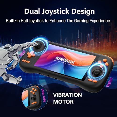 kinhank K56 Retro Handheld Game Console, Support 16000+ Games, Equipped with 128G TF Card, Android 14.0 System, Portable Retro Video Game Console, 5.5 Inch IPS Touch Screen, 2.4G/5G, BT 5.0 (128GB)