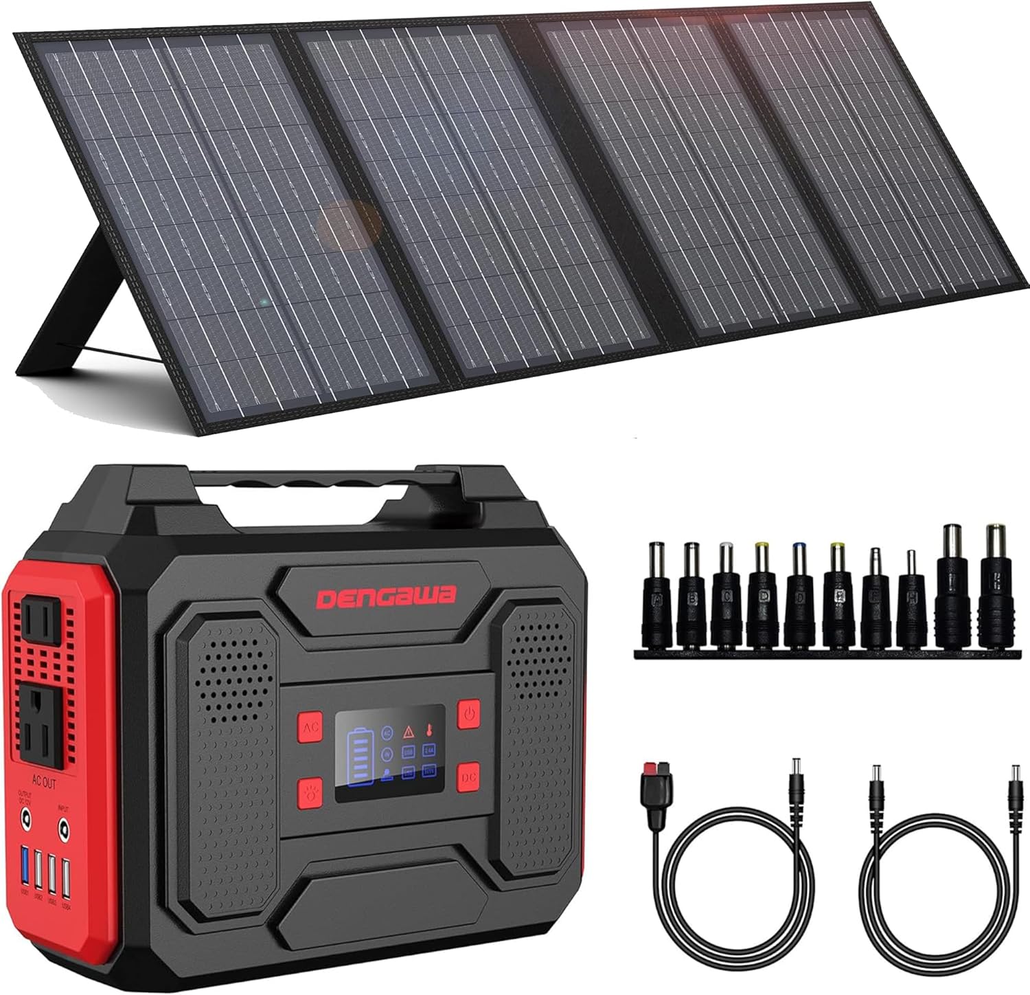 250Wh Portable Power Station with 60W Solar Panel, Solar Generator Outdoor Backup Battery Supply with AC Outlet for Tent Camping, Home Emergency, Traveling, RV Trip