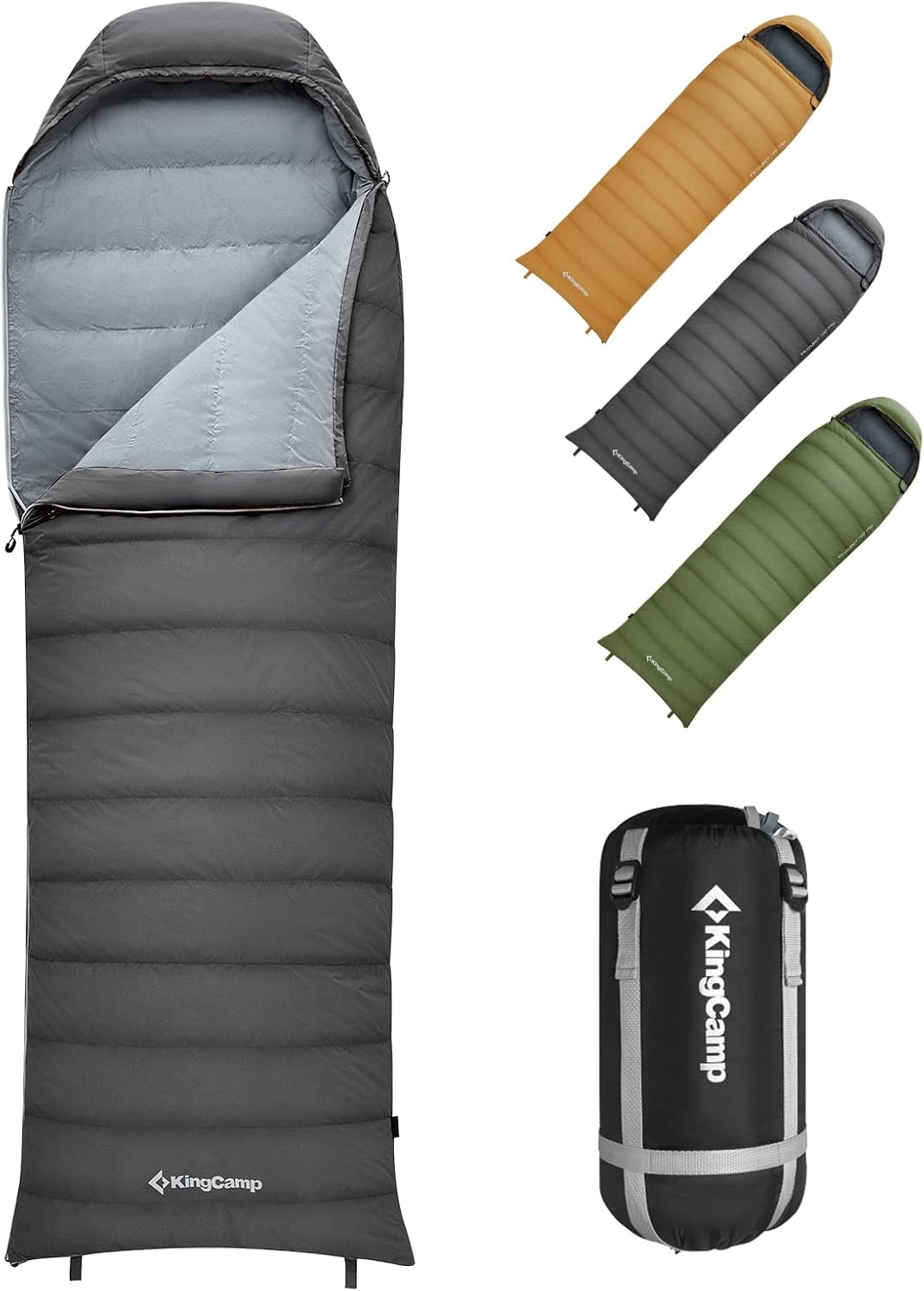 Kingcamp Down Sleeping Bag 650 Fill Power Ultralight Compact Portable 0 Degree Sleeping Bags for Adults Cold Weather Backpacking Camping Hiking Traveling with Compression Sack