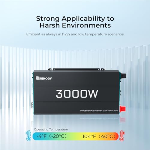 Renogy Pure Sine Wave Inverter 12V DC to 120V AC Converter for Home, RV, Truck, Off-Grid Solar Power Inverter 12V to 110V