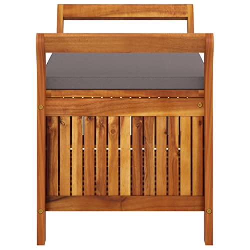 Patio Storage Bench with Cushion 35.8" Solid Wood Acacia,Acacia Wood Outdoor Garden Storage Bench with Seat Cushion for Comfortable Seating Outdoor Furniture, Storage Benches