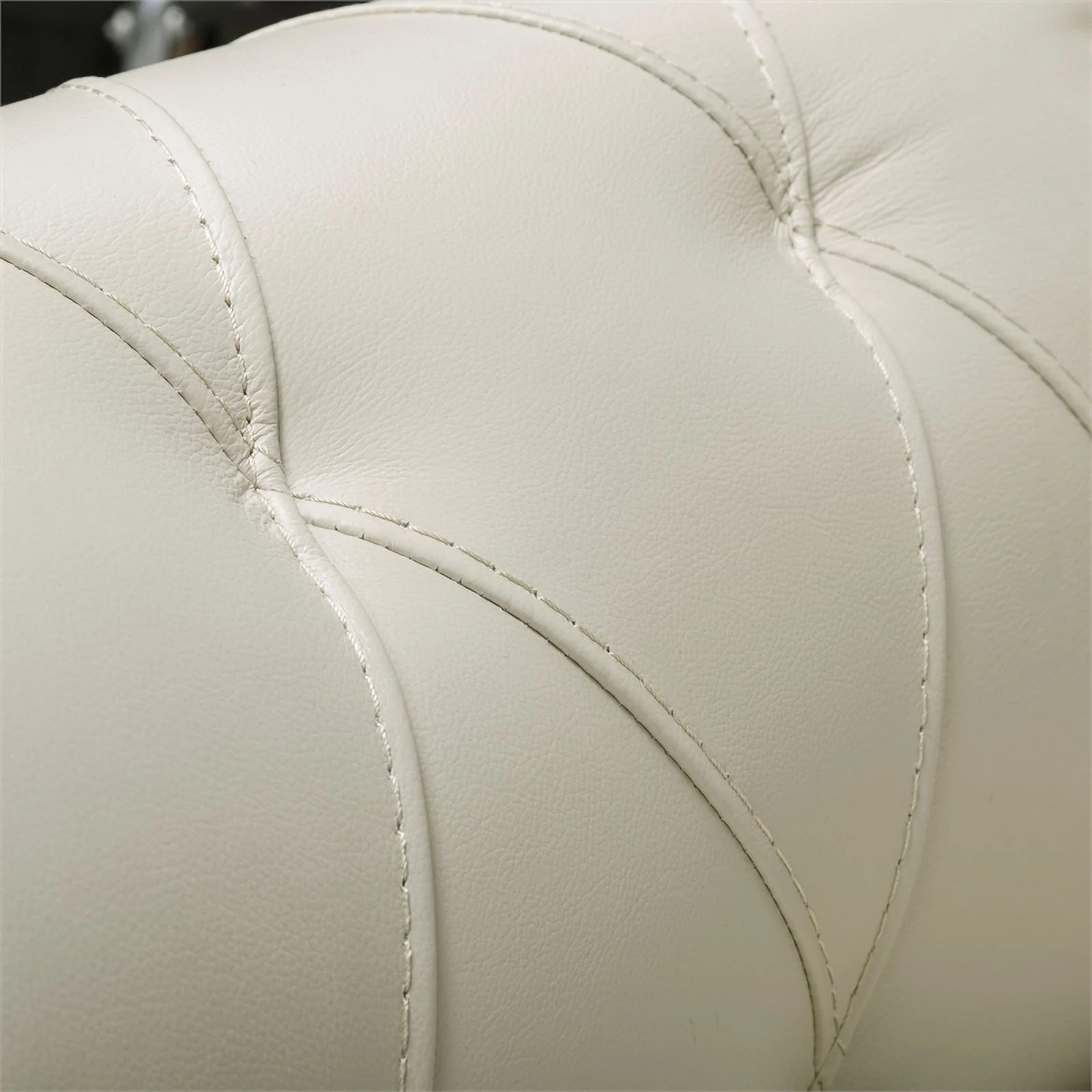 Daily Tufted Leather Sofa In Ivory