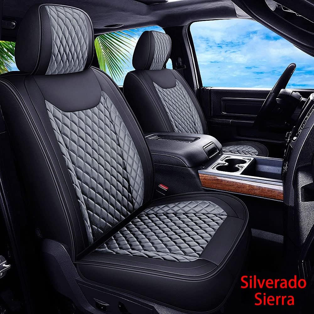 Aotiyer Seat Covers for Chevy Silverado GMC Sierra Pickup Seat Protectors Fits for 2007-2022 1500 2500HD 3500HD Crew Double Extended Cab