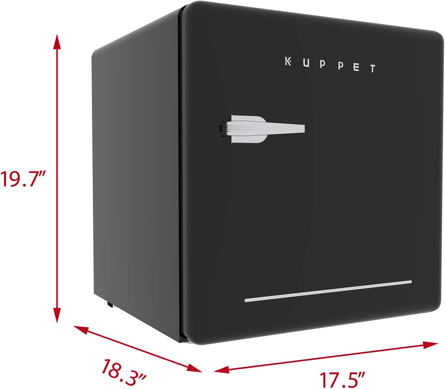 KUPPET Classic Retro Compact Refrigerator Single Door, Mini Fridge with Freezer, Small Drink Chiller for Home,Office,Dorm, Small beauty cosmetics Skin care refrigerated for home,1.6 Cu.Ft (Black)