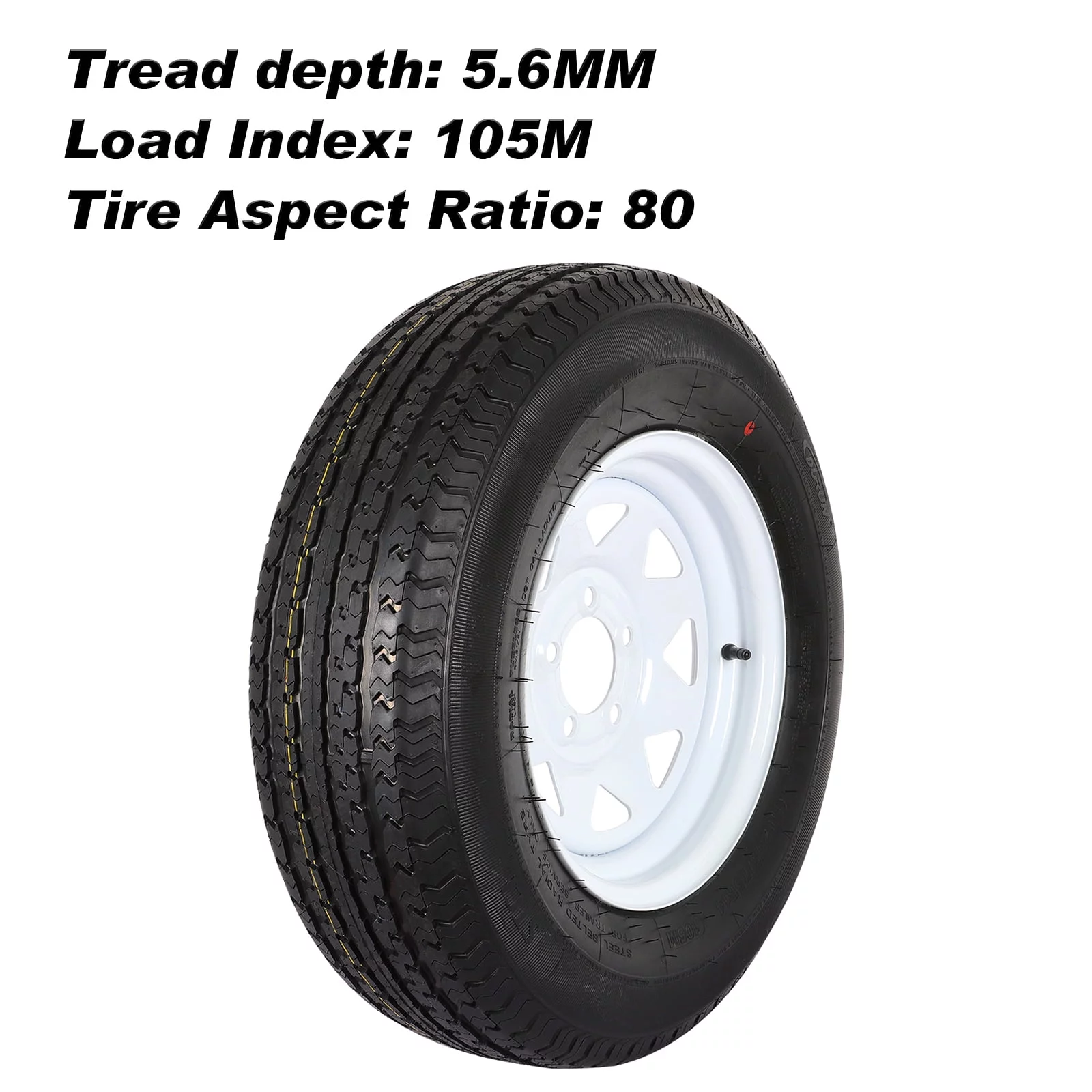 1Autodepot ST205/75R14 ST205 75R14 Radial Trailer Tire With Rim, 5 Lug 8-Ply Load Range D, Set of 2
