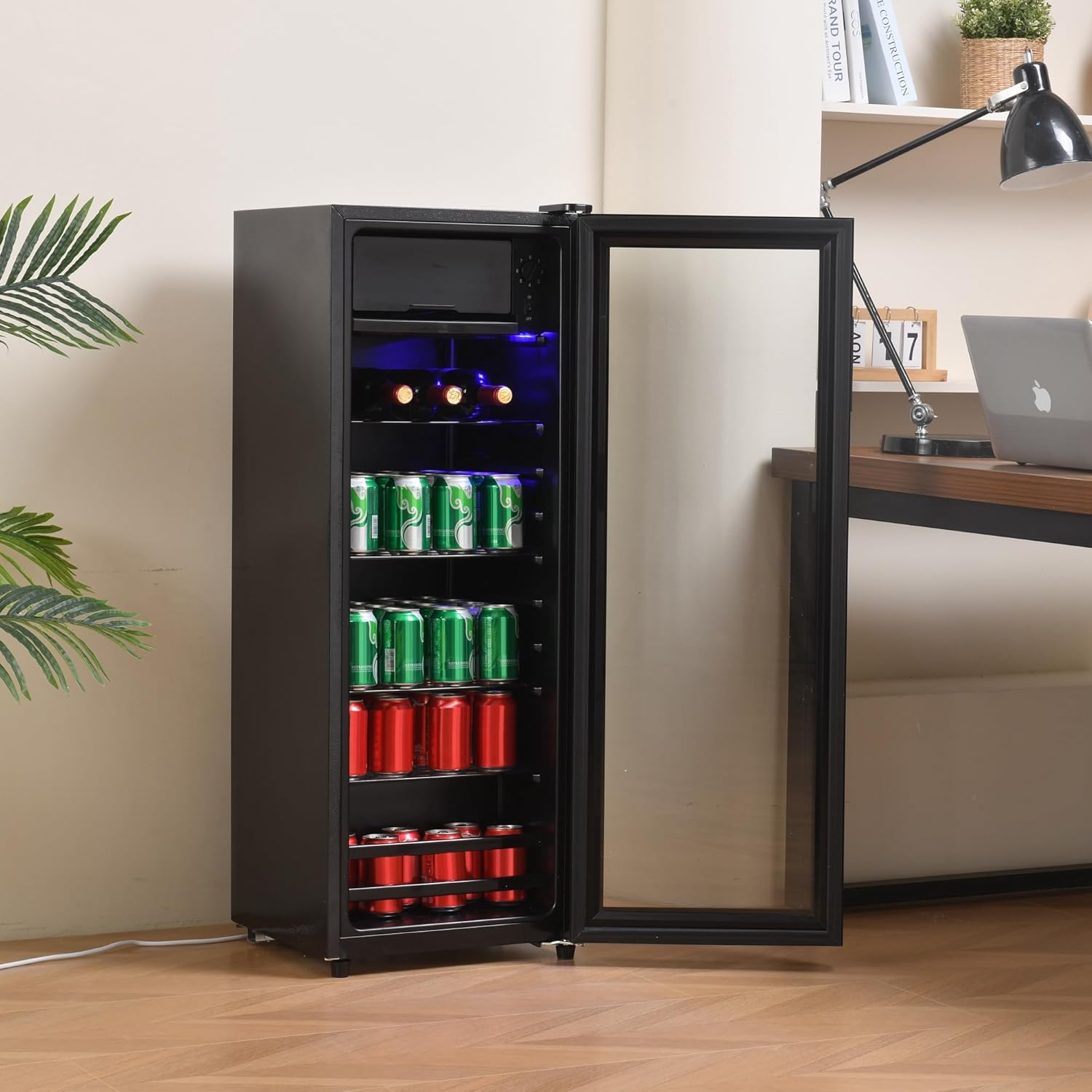 ccko Beverage Refrigerator Cooler,94 Can Mini Fridge,Small Drink Dispenser Machine For Soda Beer Or Wine Small Drink Dispenser Clear Front For Home,Office Or Bar,4.5cu.Ft (Black)