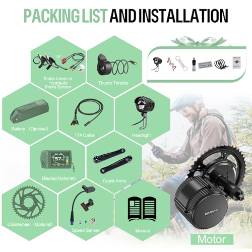BAFANG Mid Drive Kit 750W 1000W 500W BBS02B BBS-HD Electric Bike Conversion Kit 48V 52V Ebike Conversion Kit for 68-73MM Mountain Bike Road Bike with Battery and Display(Optional)