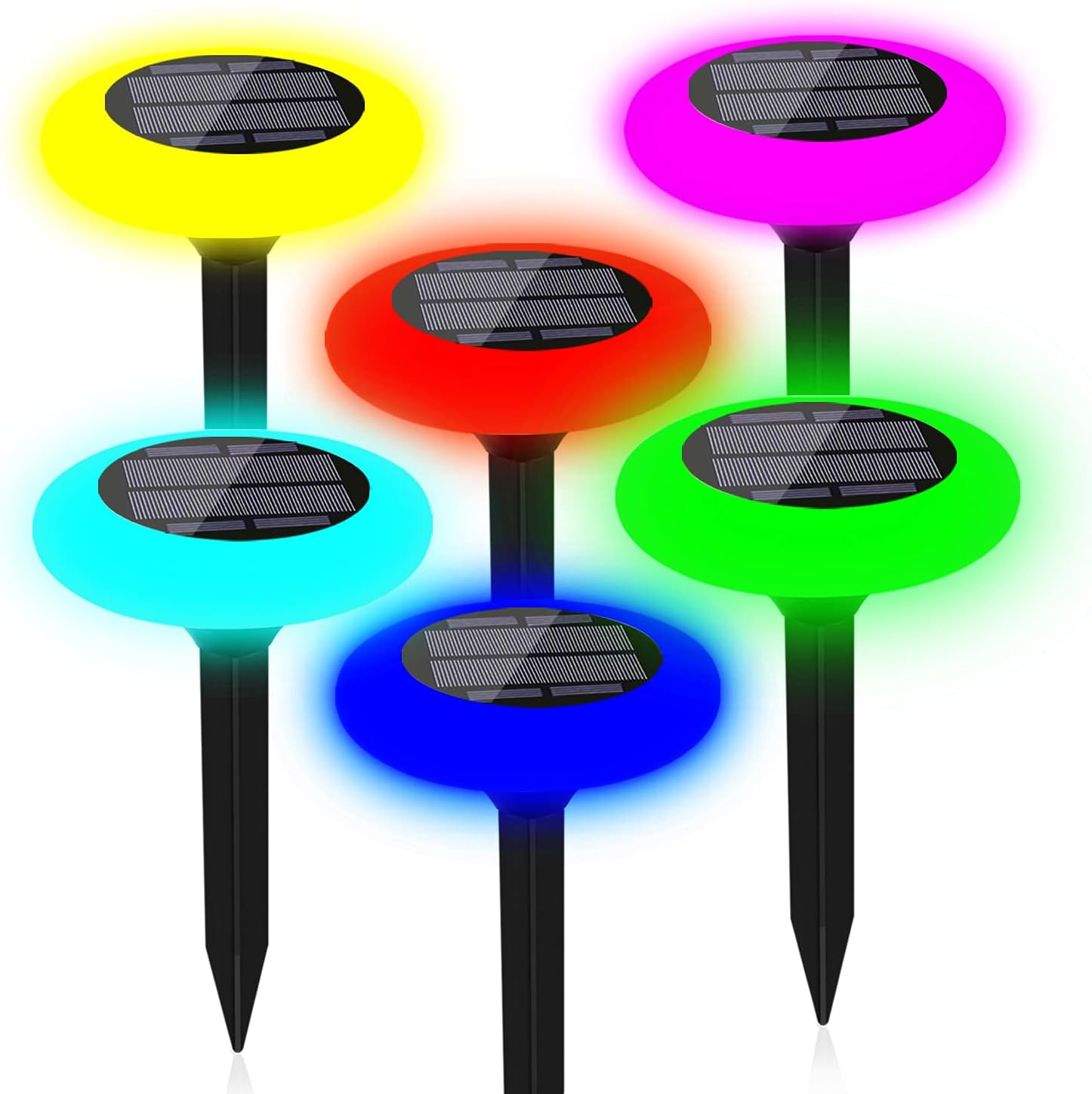 Solar Path Lights Outdoor,7 Color Solar Pathway Lights Outdoor Powered Lights Landscape Lighting Weatherproof Auto On/Off for Garden Lawn Patio Yard Walkway Sidewalk Driveway (4Pack)