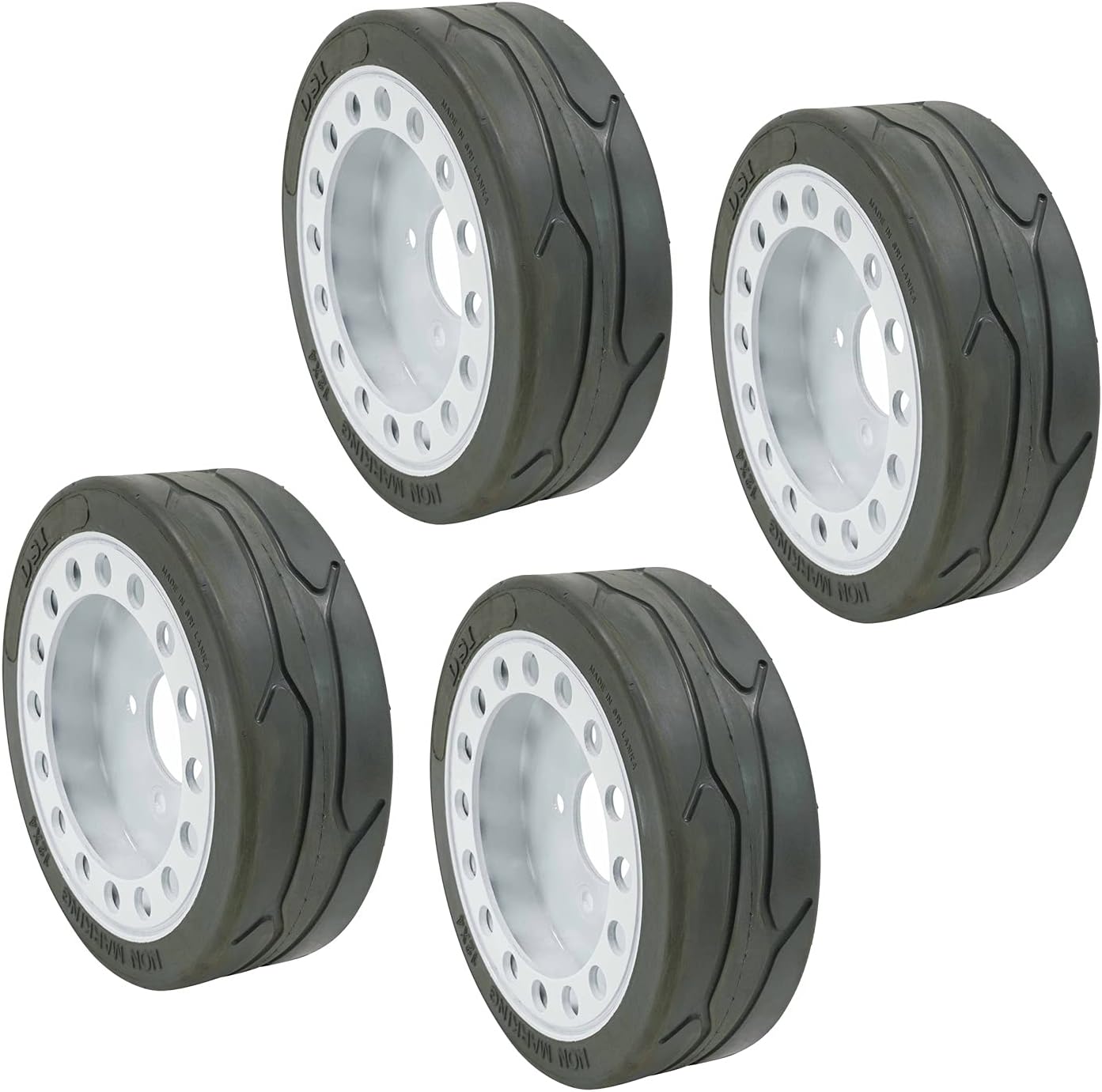 Mytee Products (4 Pack) SkyJack 158437, 158438, Tires 12 x 4, Brake- Model # SJIII3219, SJIII3015, SJIII3215, SJIII3019 | Non-Marking Wheel Assembly