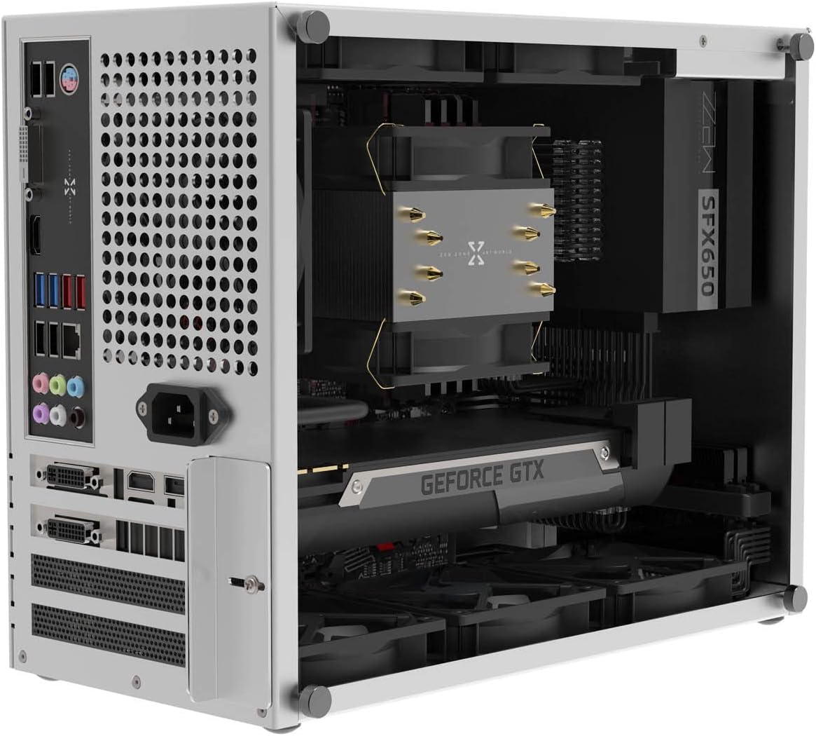 ZZEW C2 Micro ATX Case, MATX PC Case Aluminum, Mini Computer Case Silver Color with Tempered Glass Support SFX, SFX-L and ATX PSU