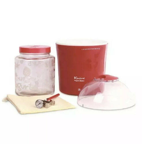 Euro Cuisine 2qt yogurt and Greek yogurt Maker with Glass Jar (Red)