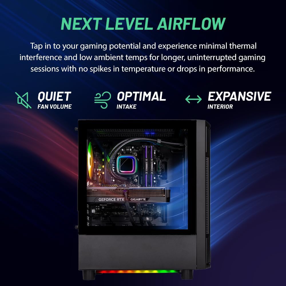 Skytech Gaming Skytech Shadow Gaming PC Desktop – AMD Ryzen 5 7600X 4.7 GHz, RTX 3060 Ti, 1TB NVME SSD, 32G DDR5 RGB, 600W Gold PSU, 240mm AIO, AC Wi-Fi, Windows 11 Home 64-bit,Black