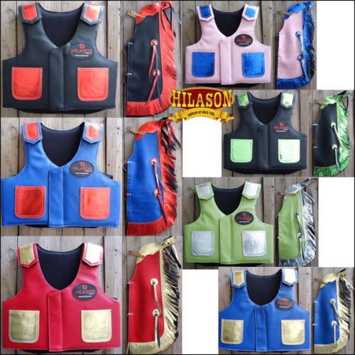 Hilason Kids Junior Youth Bull Riding Pro Rodeo Leather Protective Vest Chaps