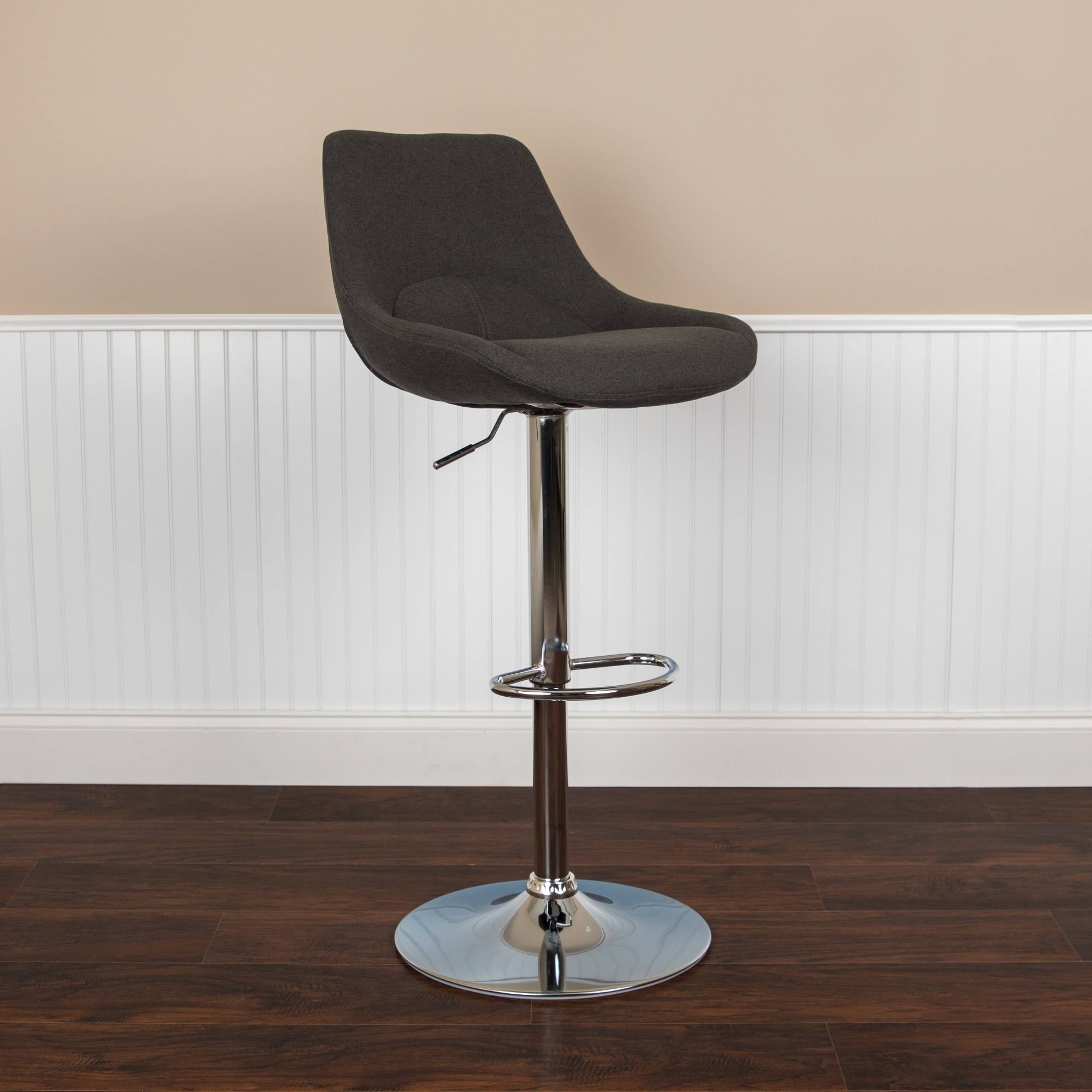 Flash Furniture Contemporary Black Fabric Adjustable Height Barstool with Chrome