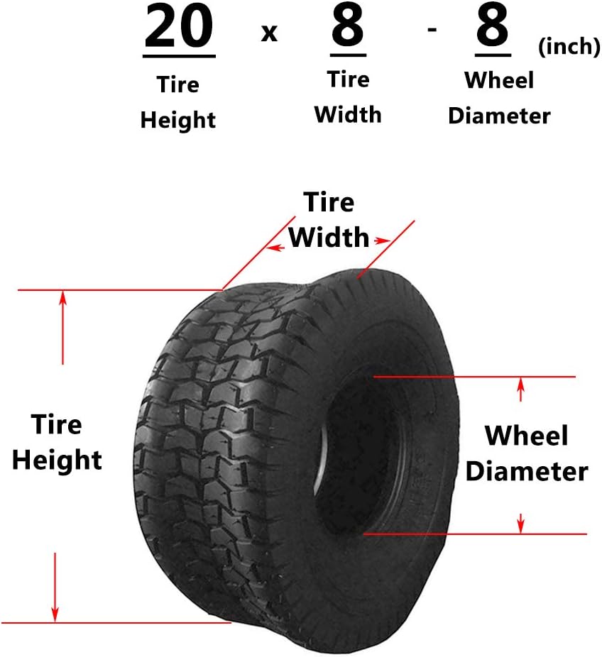 Set of 2 Lawn & Garden Turf Saver Tires 20x8-8 20x8.00-8 20x8x8 Tire 4PR