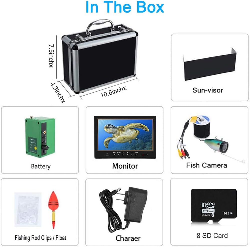 Fishing Camera, Anysun Underwater Fishing Camera with DVR 9 inch Color Monitor HD 1000TVL Fishing Finder Professional Underwater Viewing Camera with 30m/100ft Cable for Ice, Lake, Boat, Sea Fishing