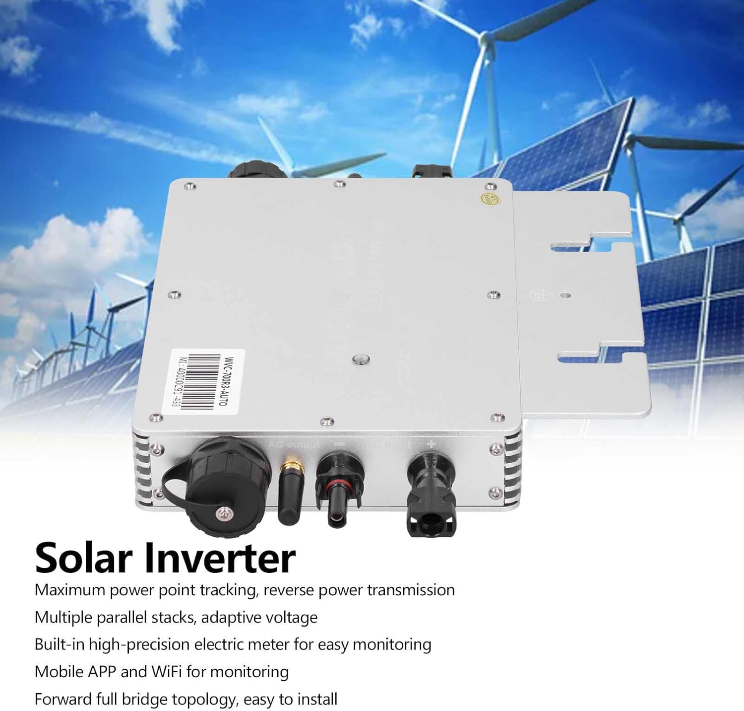 700W Micro Inverter Solar Grid Tie Microinverter IP65 WiFi Control Self Cooling 120/230V Automatic Identification Power Inverters