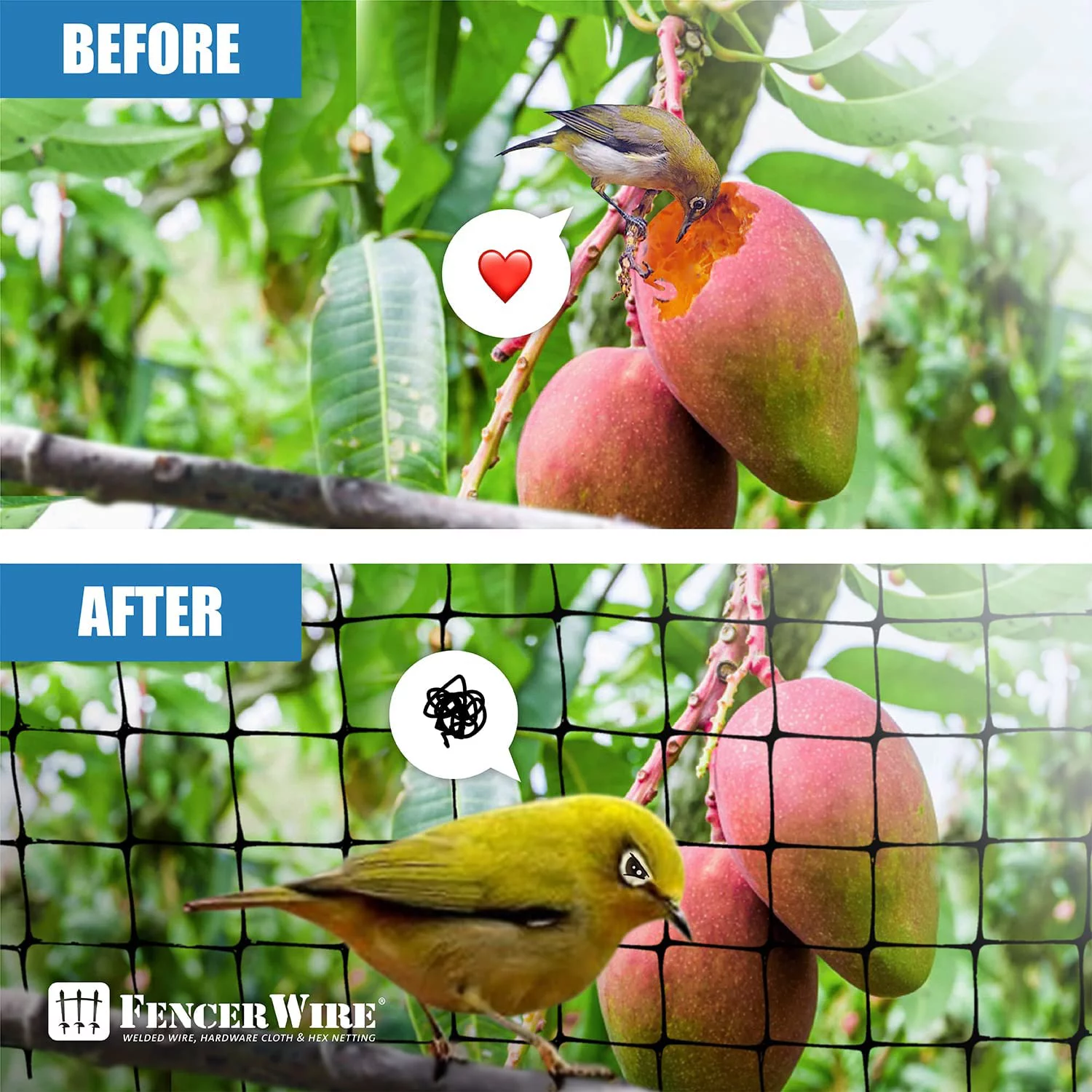 Fencer Wire 7 ft. x 100 ft. Garden & Plant Protective Netting with 3/4" Mesh, Reusable & Doesn't Tangle, Protection Against Bird, Deer and Other Animals, Multiple Choices Available - Curated Treasures Market