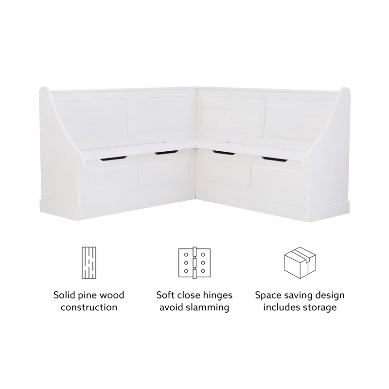 Linon Troyin Wood Corner Breakfast Nook in White