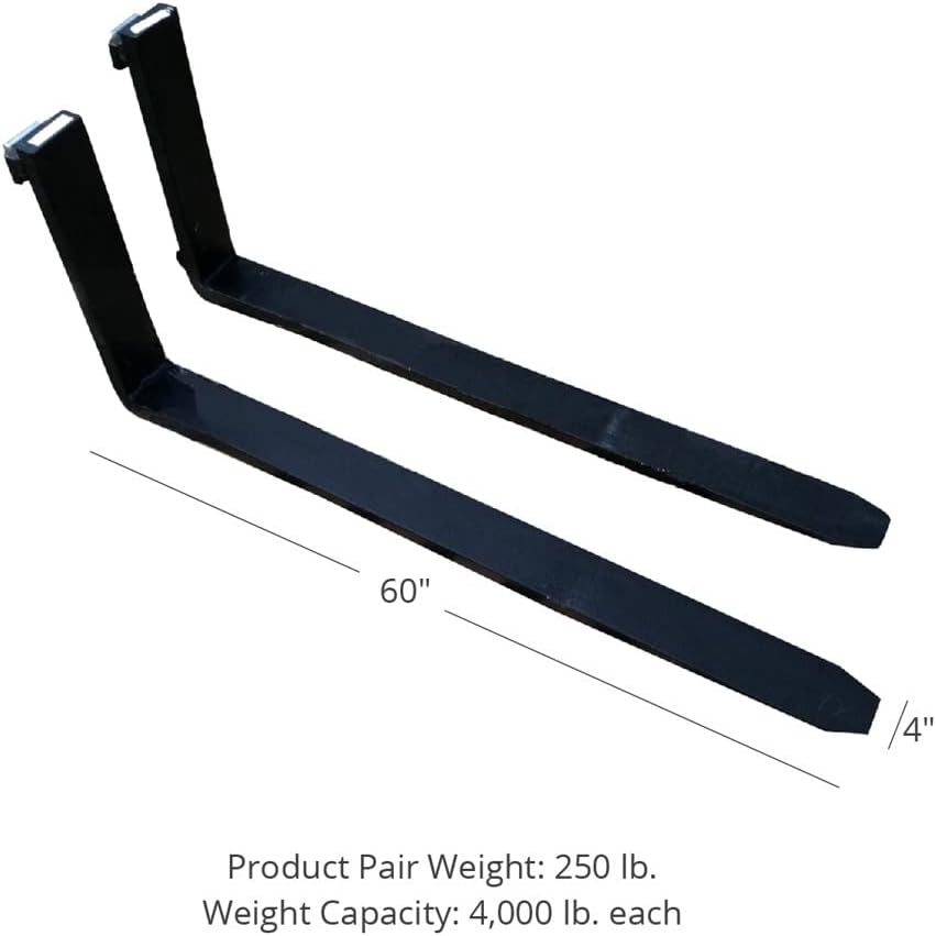 Titan Attachments 60 Pallet Fork Blades, 4,000 LB Load Capacity, Class II Forklift Blades