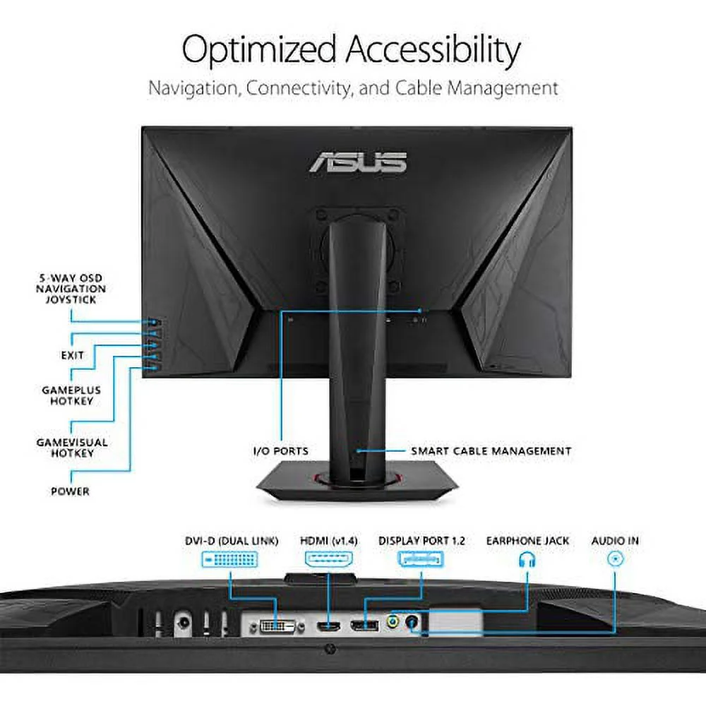 Asus VG278QR 27? Gaming Monitor, 1080P Full HD, 165Hz (Supports 144Hz), G-SYNC Compatible, 0.5ms, Extreme Low Motion Blur, Eye Care, DisplayPort HDMI DVI