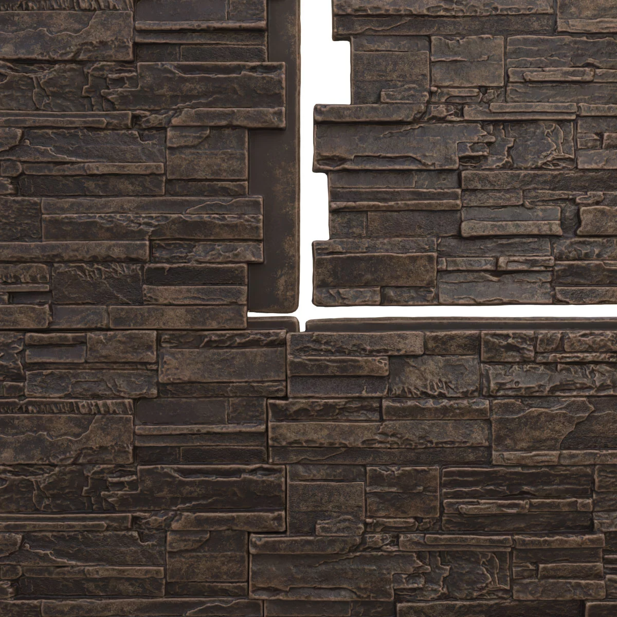 Ekena Millwork 48 5/8"W x 24 3/4"H x 1 1/4"D Cascade Stacked Stone, StoneWall Faux Stone Siding Panel, Alder Creek