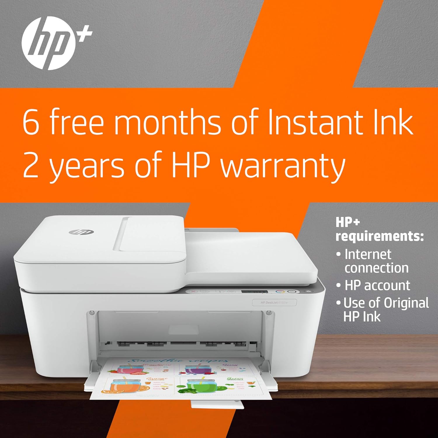 HP DeskJet 4155e All-in-One Wireless Color Printer, with bonus 6 months free Instant Ink with HP+ (26Q90A)