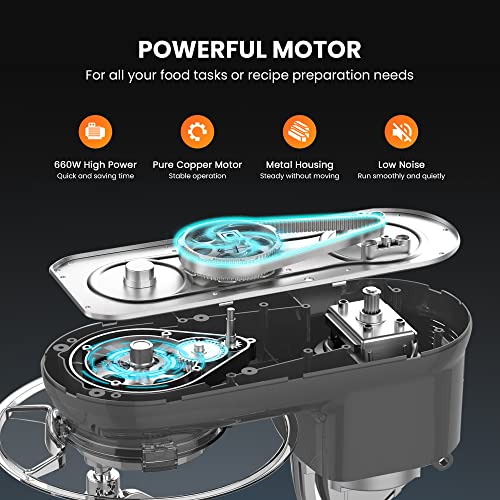 VIVOHOME Stand Mixer, 650W 6 Speed 6 Quart Tilt-Head Kitchen Electric Food Mixer with Beater, Dough Hook and Wire Whip, ETL Listed