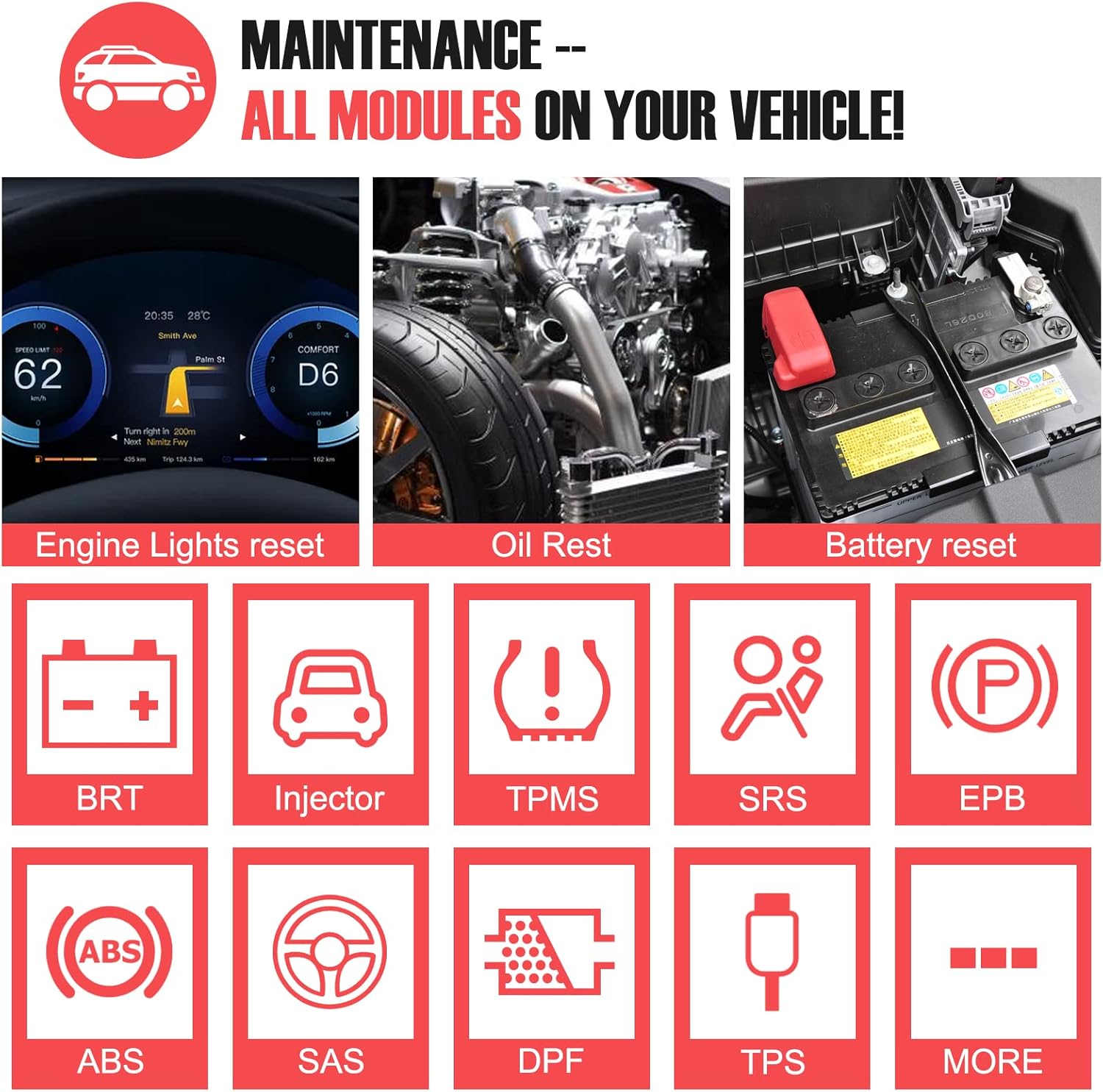 CGSULIT Full Systems Diagnostic Scan Tool Bidirectional Code Reader with All Special Functions Full OBD2 Scanner ABS SRS Reset Service for SAS/EPB/DPF/TPMS Oil Reset Battery Registration