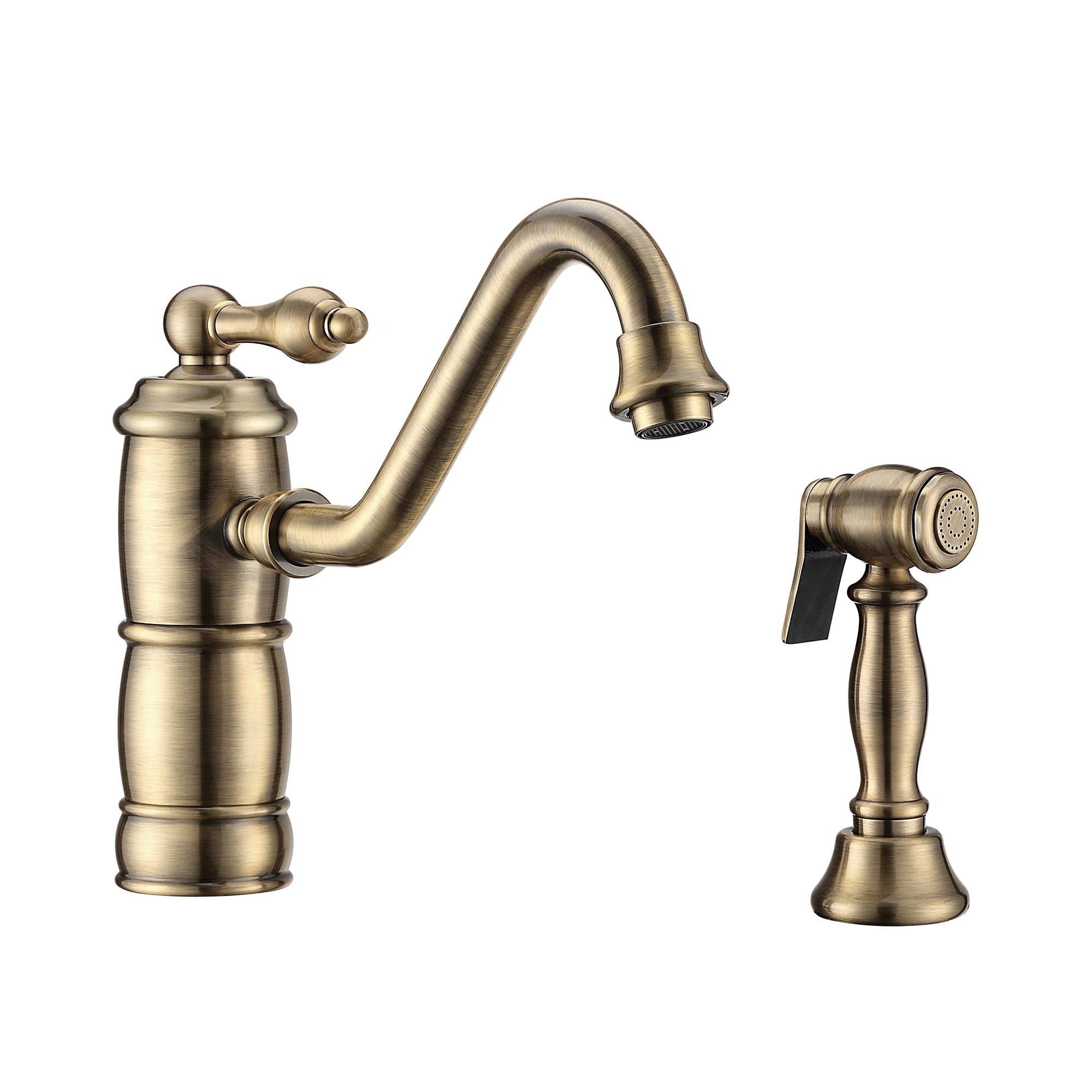 Whitehaus Vintage III Plus Single Lever Faucet, Antique Brass