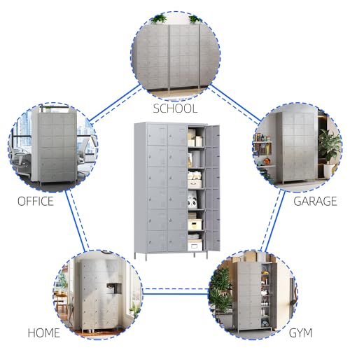 METAN Metal Storage Locker for School Office Gym Bedroom, 12 Doors Locker Cabinet for Employees, Industrial Steel Storage Locker with 12 Hooks, Assembly Required (12 Door-Light Gray)