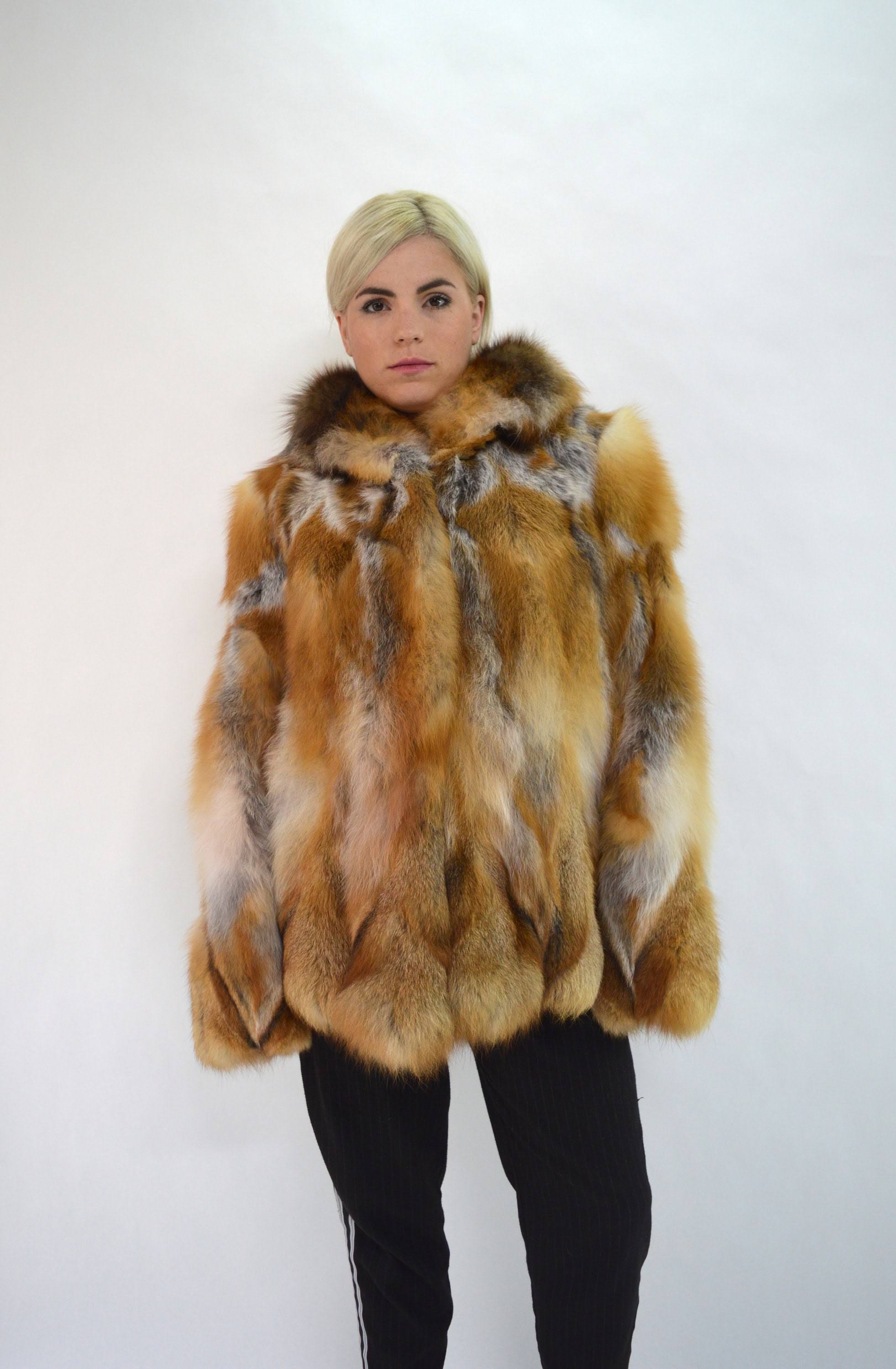 Real Fox Fur Coat, Canadian Red Fox Fur Hooded Coat. Genuine Fox Fur Jacket. Fox Fur Coat, Fur Cape, Fur Stroller, Red Fox Fur c