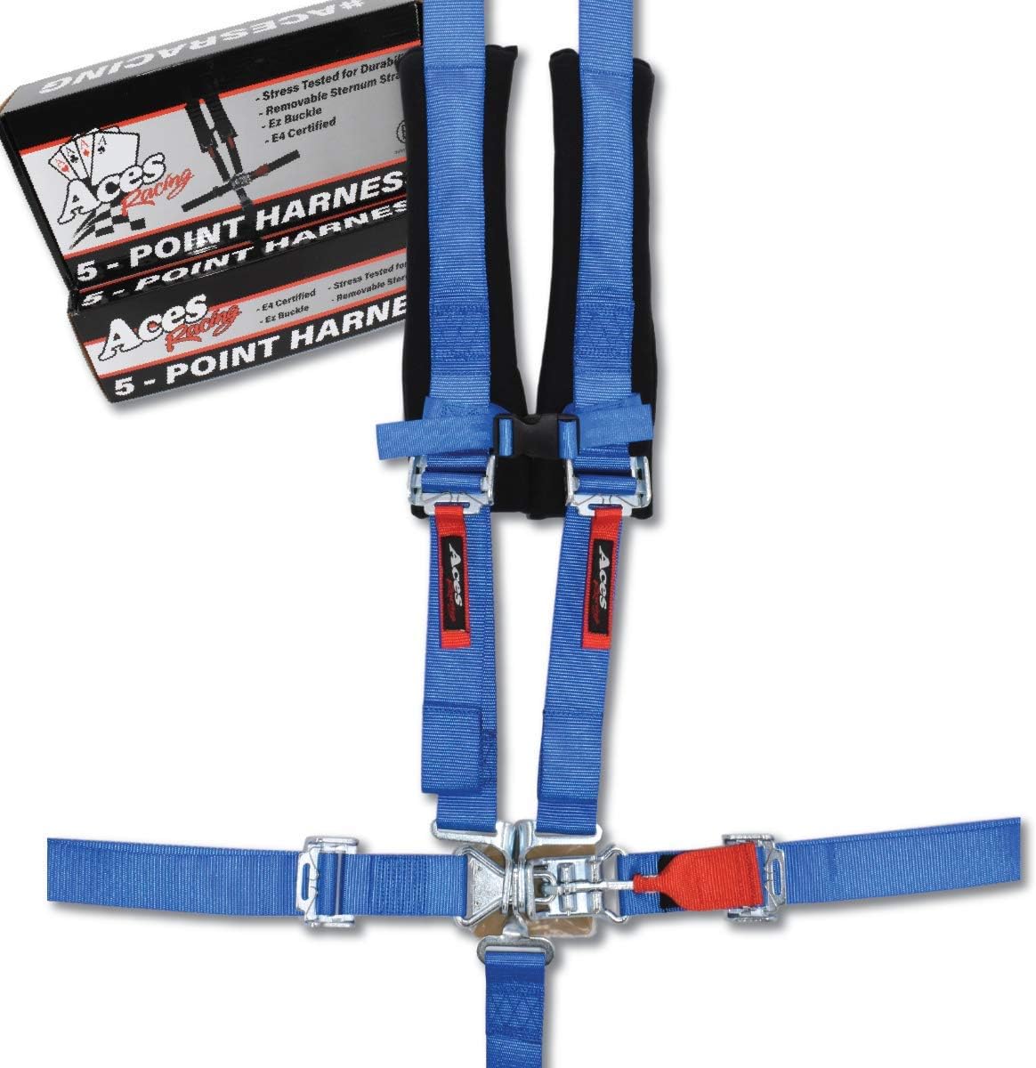 Aces Racing 5 Point Harness with 2 Inch Padding E4 Certified (Silver) Pack of 2