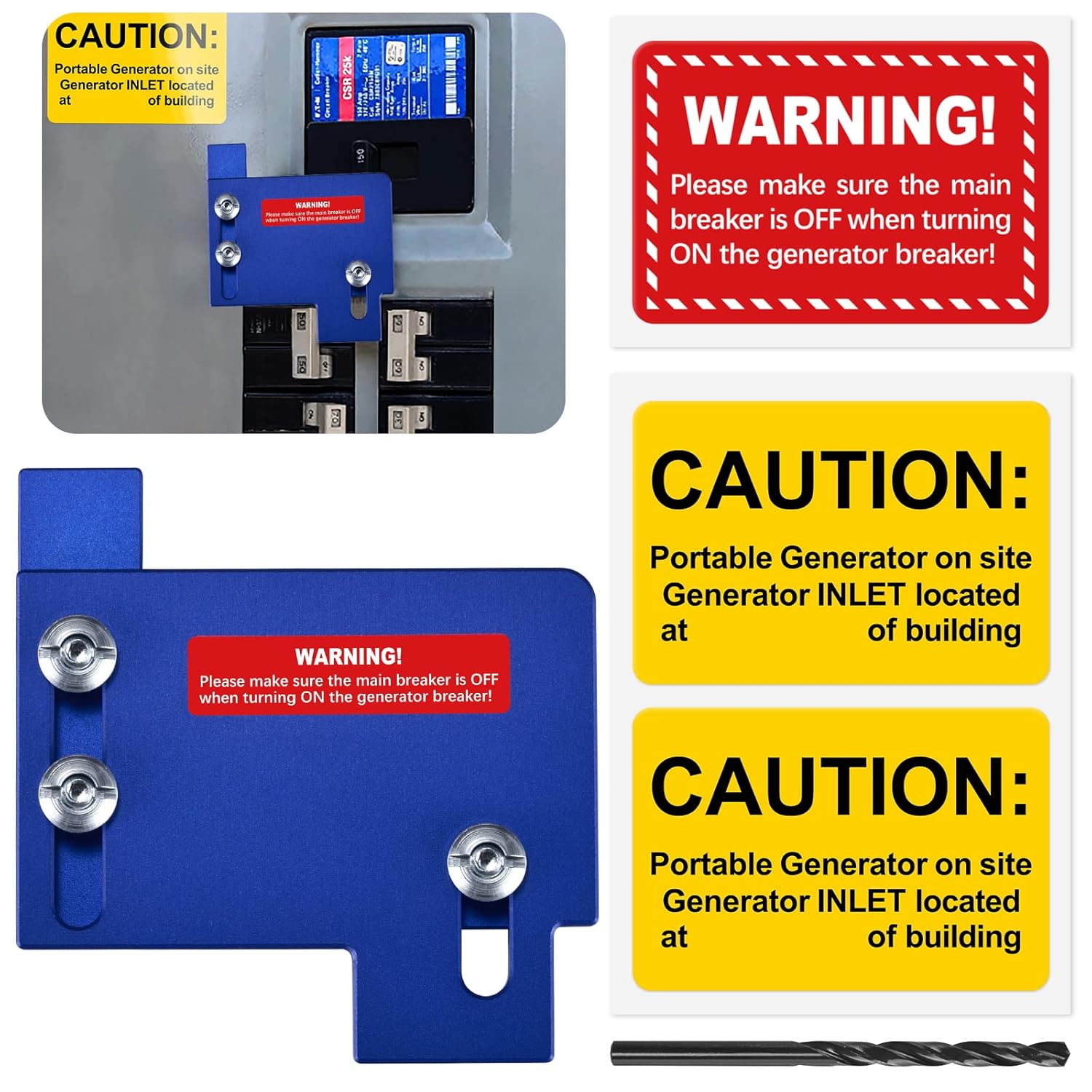 ACANORA Generator Interlock Kit Silver for Horizontal Cutler Hammer CH Series Main 150 or 200 amp Panels, 1/2 Inch Spacing Between Main and Branch Breaker